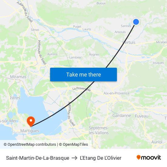 Saint-Martin-De-La-Brasque to L'Etang De L'Olivier map