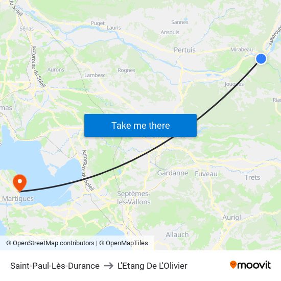 Saint-Paul-Lès-Durance to L'Etang De L'Olivier map