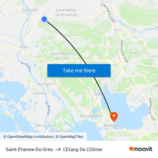 Saint-Étienne-Du-Grès to L'Etang De L'Olivier map