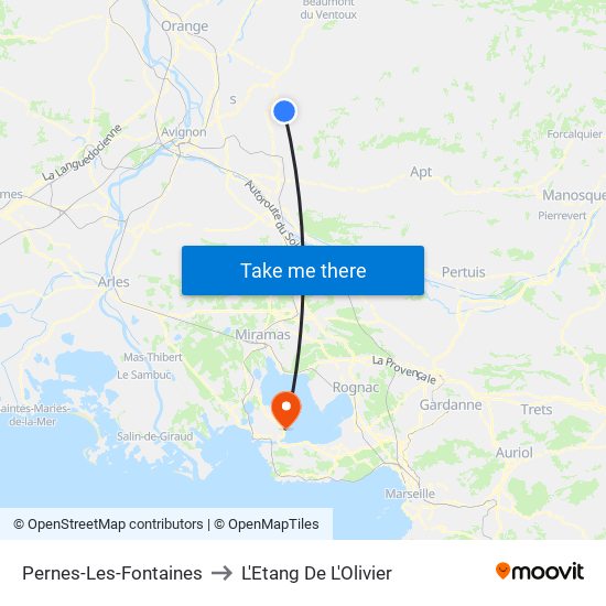 Pernes-Les-Fontaines to L'Etang De L'Olivier map