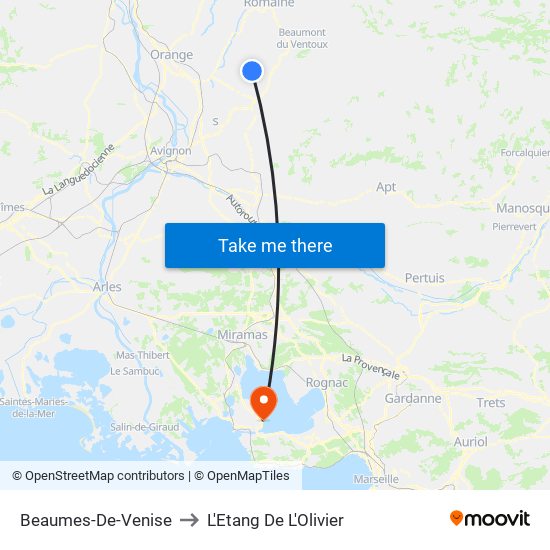 Beaumes-De-Venise to L'Etang De L'Olivier map