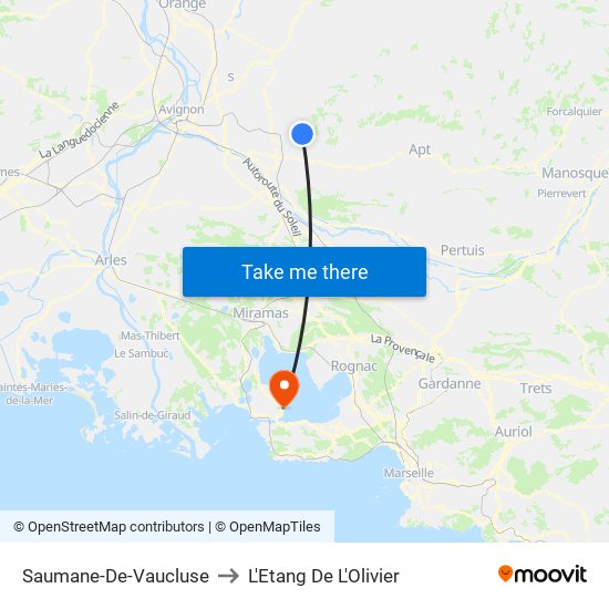 Saumane-De-Vaucluse to L'Etang De L'Olivier map