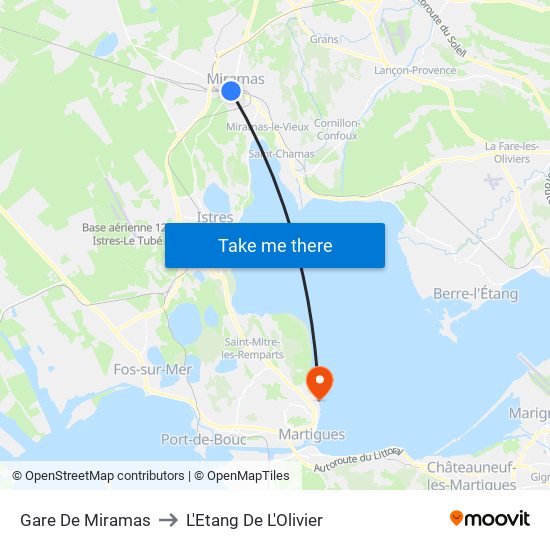 Gare De Miramas to L'Etang De L'Olivier map
