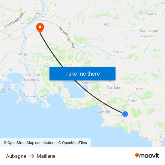 Aubagne to Maillane map