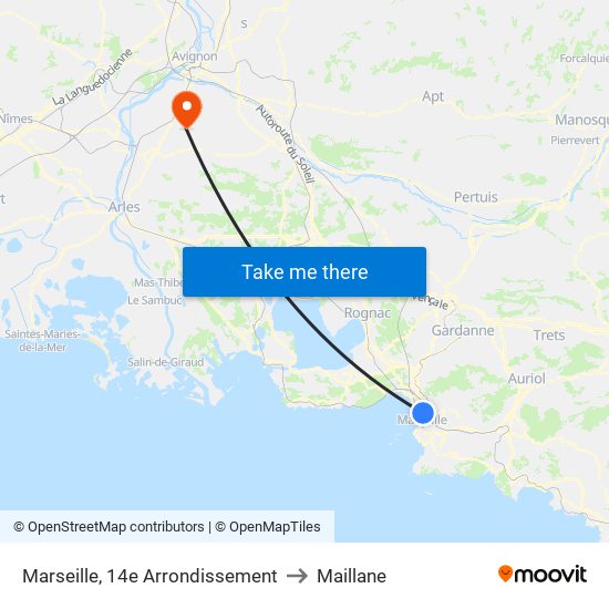 Marseille, 14e Arrondissement to Maillane map