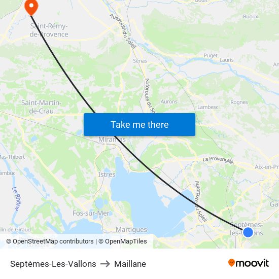 Septèmes-Les-Vallons to Maillane map
