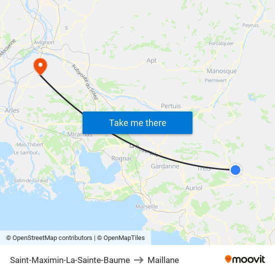 Saint-Maximin-La-Sainte-Baume to Maillane map