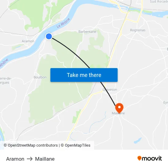 Aramon to Maillane map
