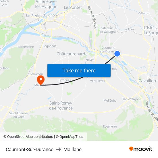 Caumont-Sur-Durance to Maillane map