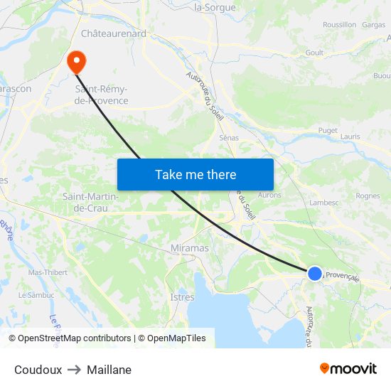 Coudoux to Maillane map