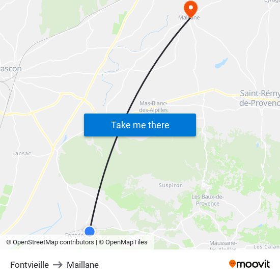 Fontvieille to Maillane map