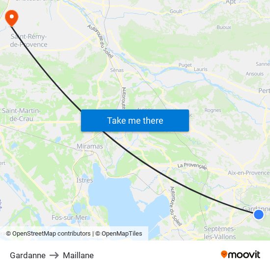 Gardanne to Maillane map