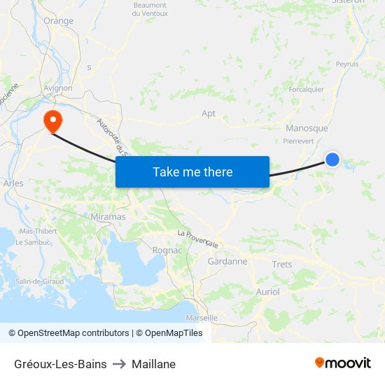 Gréoux-Les-Bains to Maillane map