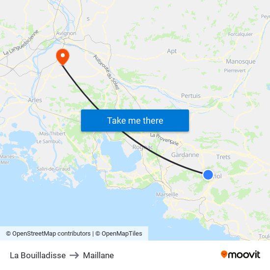 La Bouilladisse to Maillane map