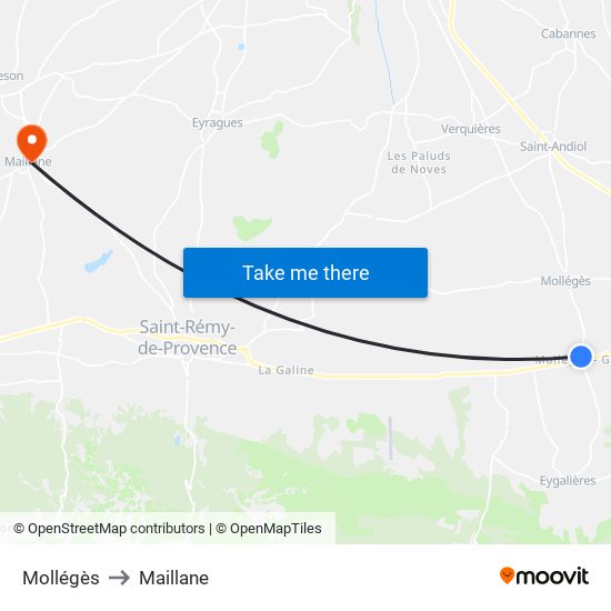 Mollégès to Maillane map