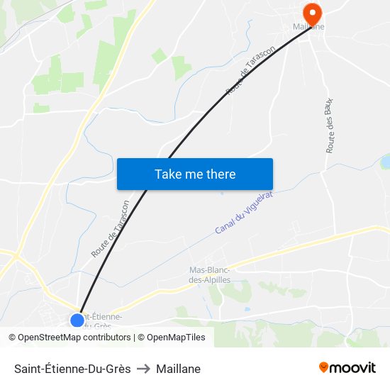 Saint-Étienne-Du-Grès to Maillane map
