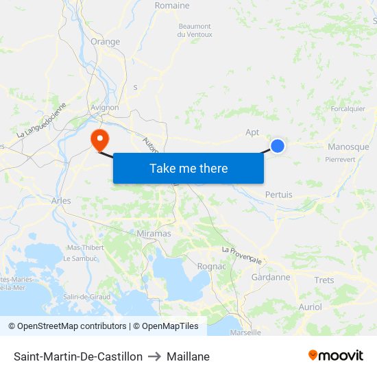 Saint-Martin-De-Castillon to Maillane map