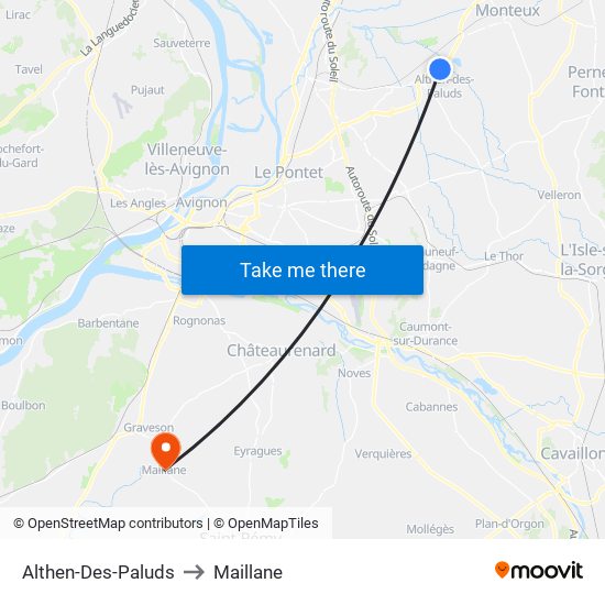 Althen-Des-Paluds to Maillane map