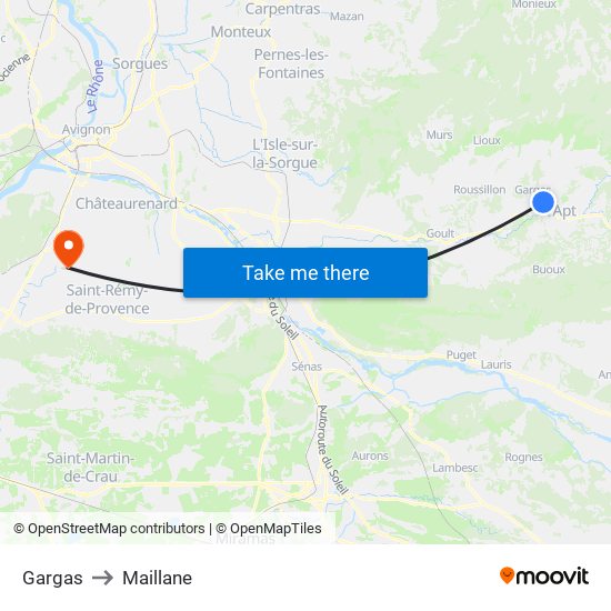Gargas to Maillane map