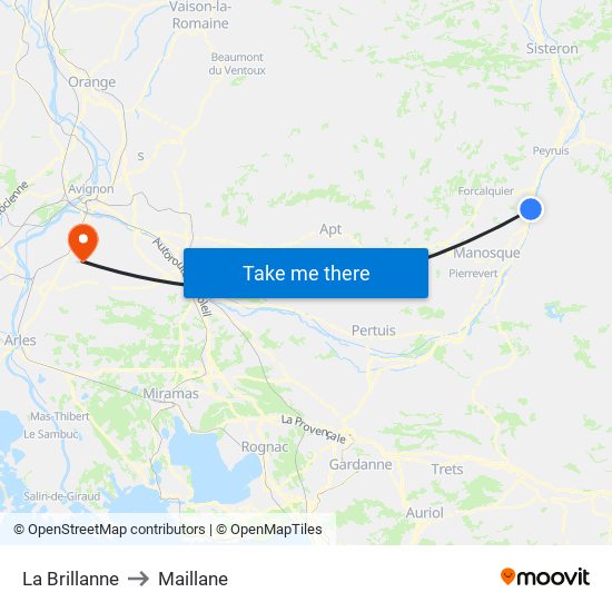 La Brillanne to Maillane map