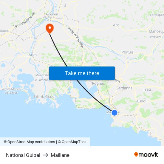 National Guibal to Maillane map