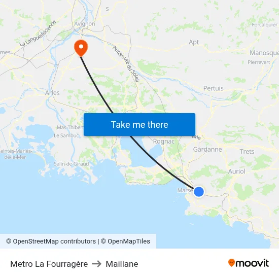 Metro La Fourragère to Maillane map