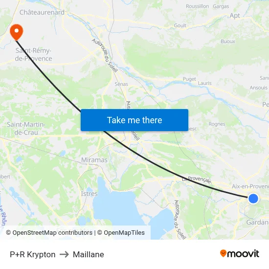 P+R Krypton to Maillane map