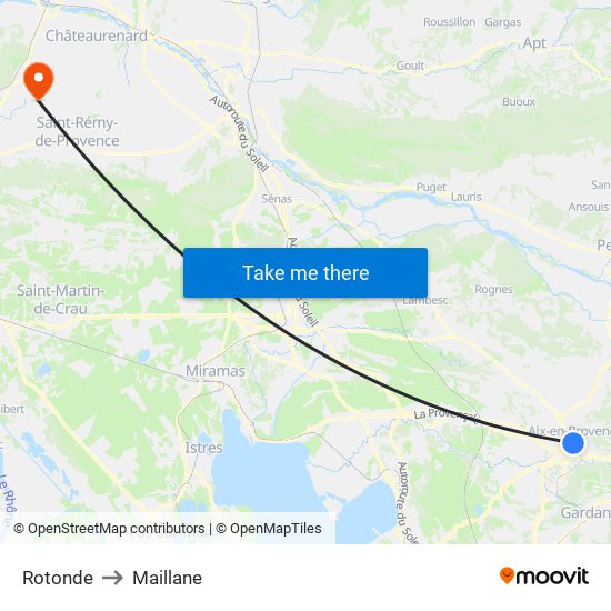 Rotonde to Maillane map