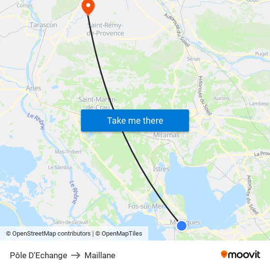 Pôle D'Echange to Maillane map