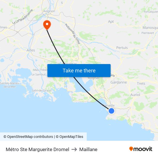 Sainte-Marguerite Dromel to Maillane map