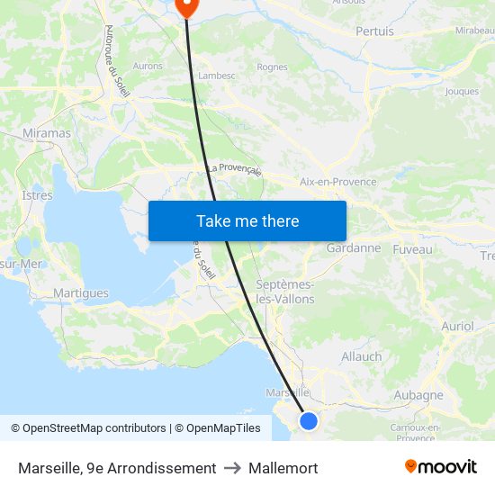 Marseille, 9e Arrondissement to Mallemort map