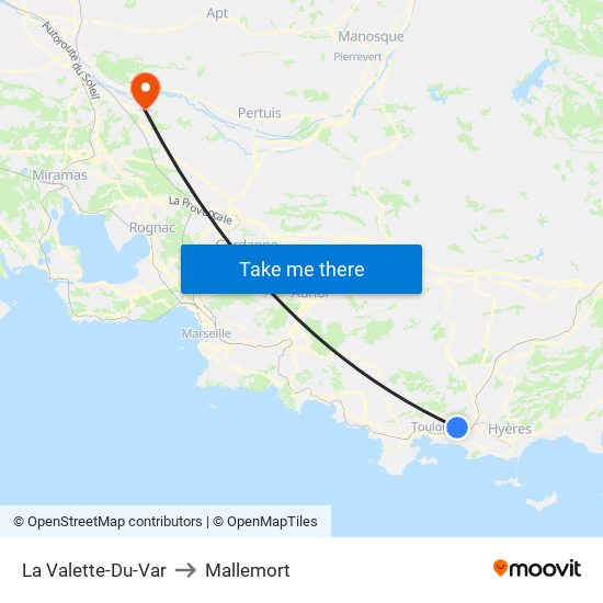 La Valette-Du-Var to Mallemort map