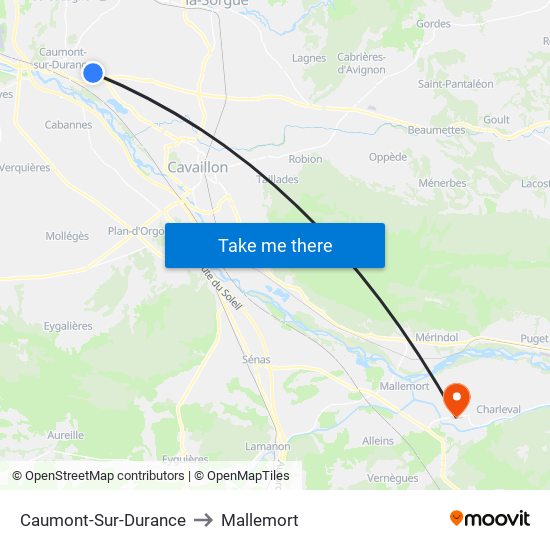 Caumont-Sur-Durance to Mallemort map