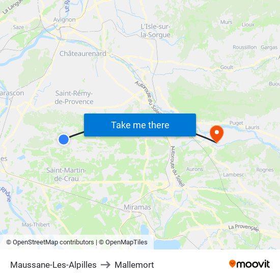 Maussane-Les-Alpilles to Mallemort map