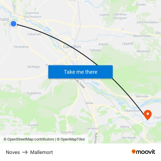 Noves to Mallemort map