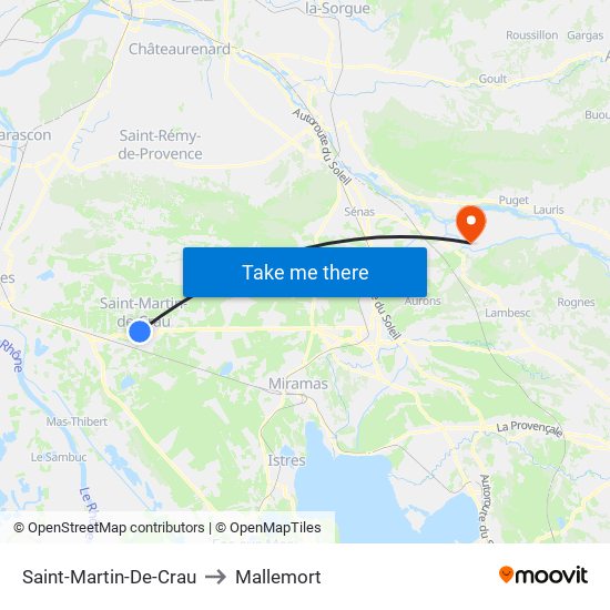 Saint-Martin-De-Crau to Mallemort map