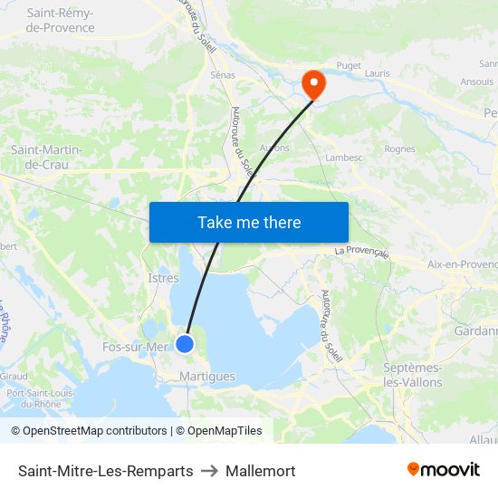 Saint-Mitre-Les-Remparts to Mallemort map