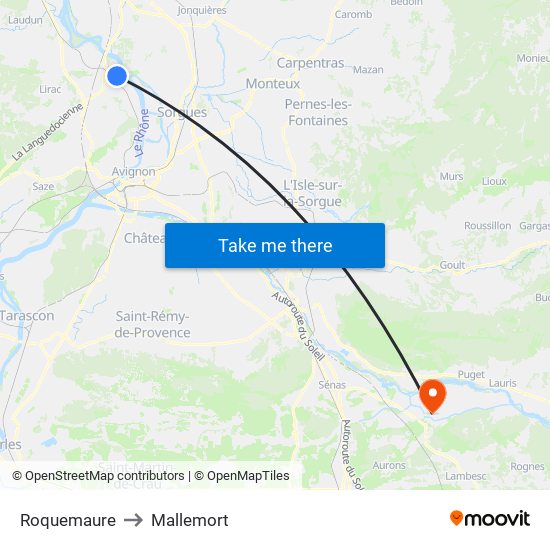 Roquemaure to Mallemort map