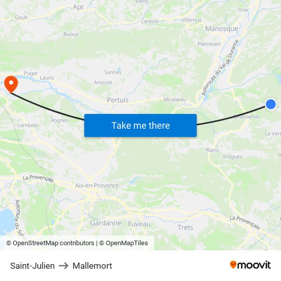 Saint-Julien to Mallemort map