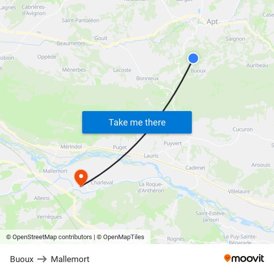 Buoux to Mallemort map