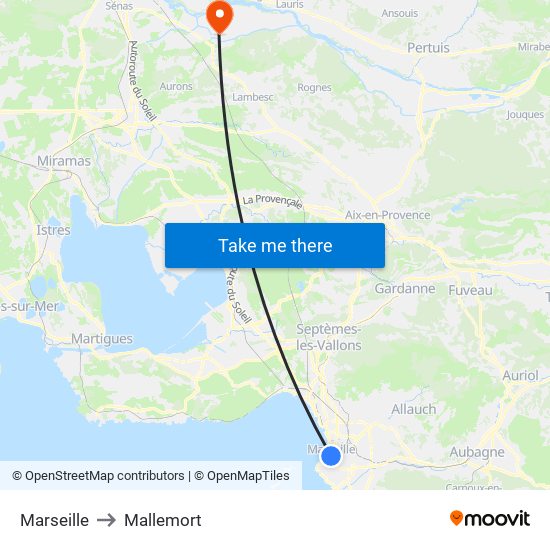 Marseille to Mallemort map
