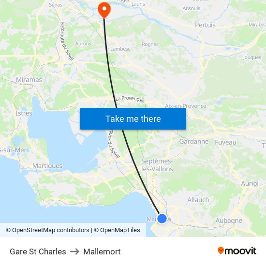 Gare St Charles to Mallemort map