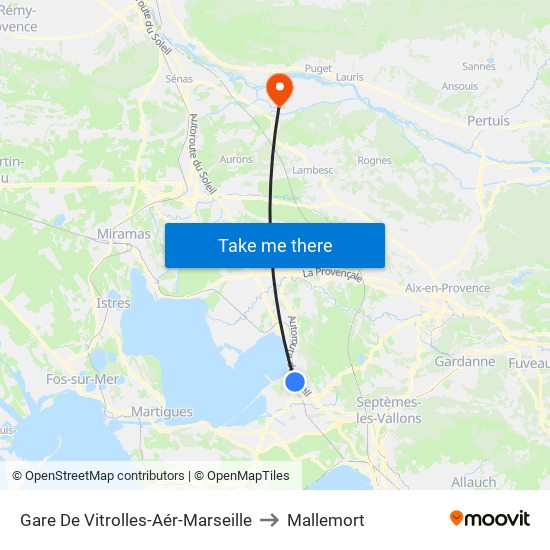 Gare De Vitrolles-Aér-Marseille to Mallemort map
