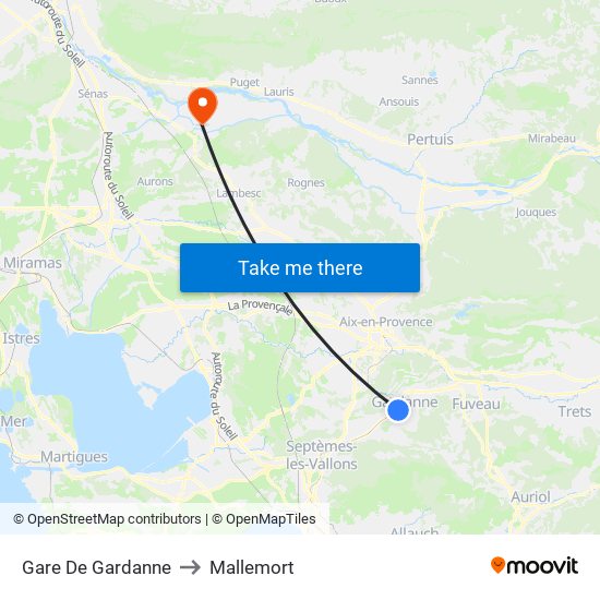 Gare De Gardanne to Mallemort map