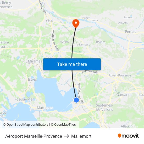 Aéroport Marseille-Provence to Mallemort map