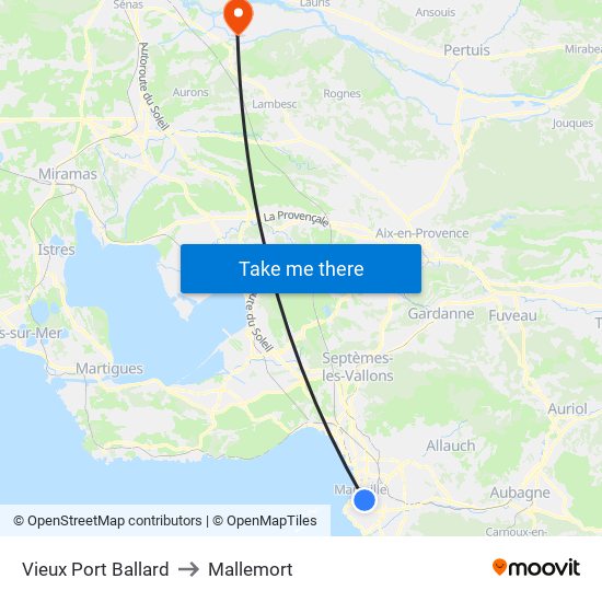 Vieux Port Ballard to Mallemort map