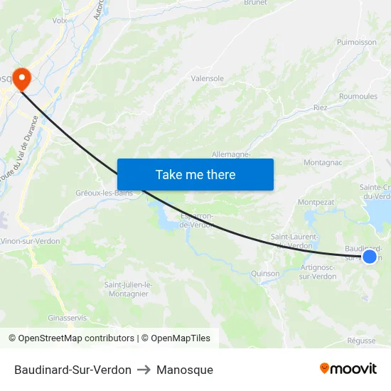 Baudinard-Sur-Verdon to Manosque map