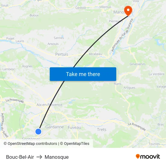 Bouc-Bel-Air to Manosque map