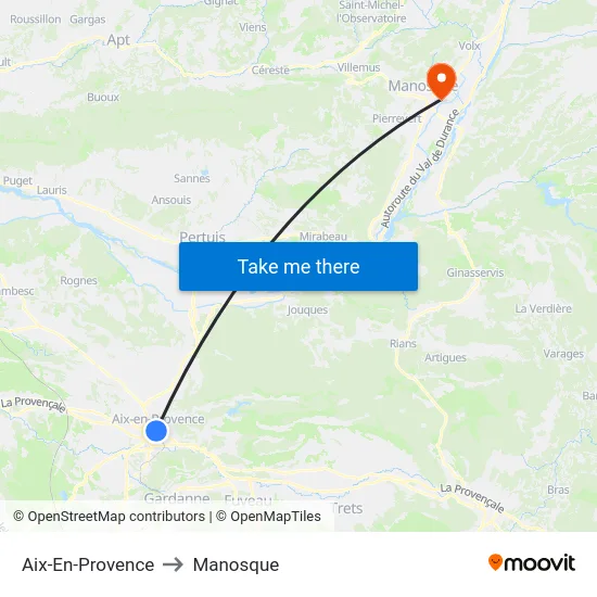 Aix-En-Provence to Manosque map