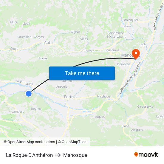La Roque-D'Anthéron to Manosque map